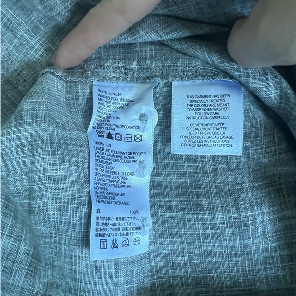 Tommy Bahama 100% Linen Men’s Medium Long Sleeved Button Down Shirt, Gray - Picture 5 of 9